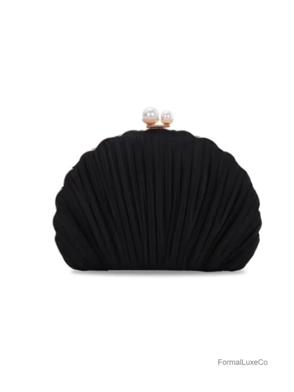 Satin Ruched Clutch Evening Bag with Pearl Handle and Chain for Weddings